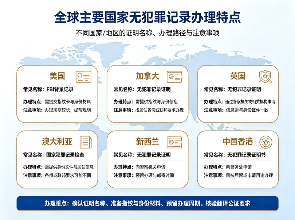 全球主要国家无犯罪记录办理特点